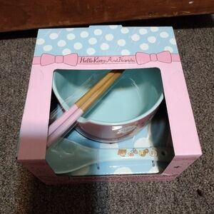Hello Kitty And Friends 20 OZ Bowl Spoon Set with Chopsticks